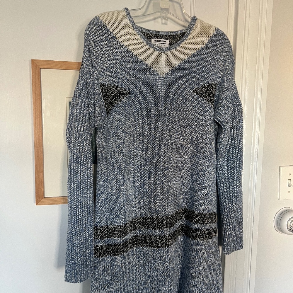 One Teaspoon Women's Long Sleeve Knit Sweater Dress - Snow Drift Blue - XS